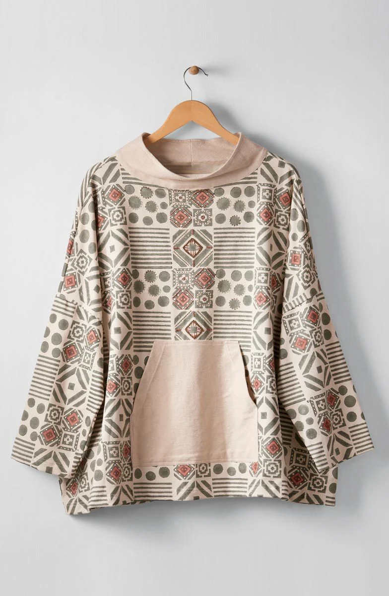 Adrija French Terry Boatneck Stand-Collar Tunic - Chalk/Multi - Image 6