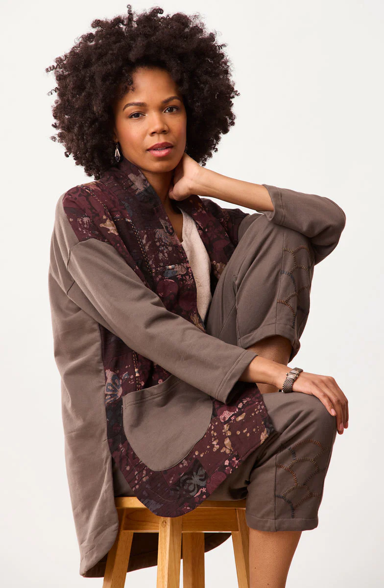 Agra French Terry Barrel-Leg Pant - Fossil - Image 4