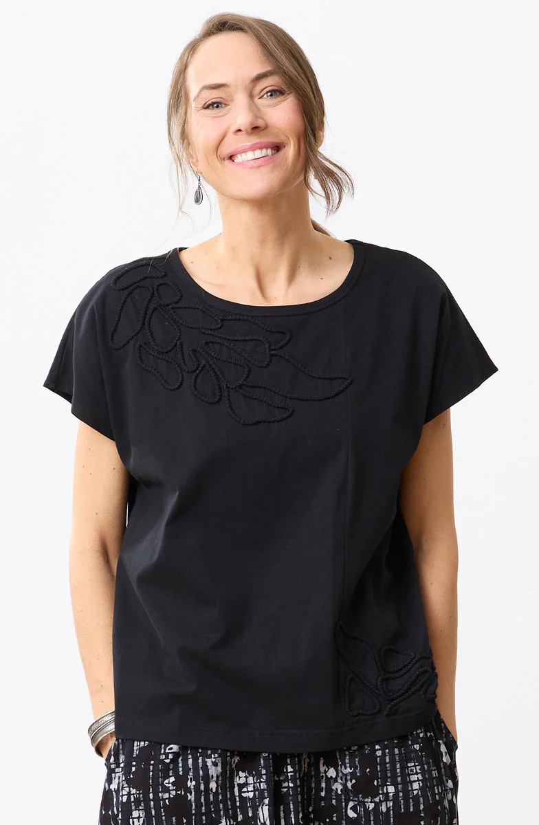 Akila Couched Knit Cap Sleeve Boxy Tee - Image 10