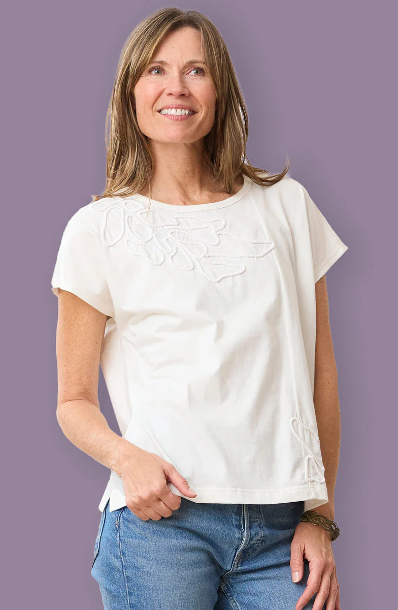 Akila Couched Knit Cap Sleeve Boxy Tee - Image 5
