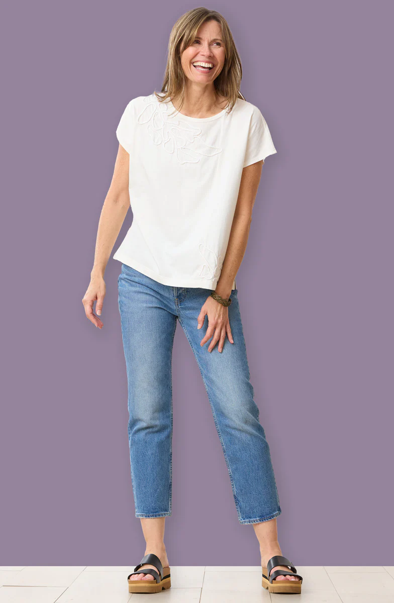 Akila Couched Knit Cap Sleeve Boxy Tee - Image 6