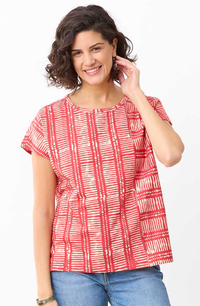 Akila Knit Cap Sleeve Tee - Punch - Image 3