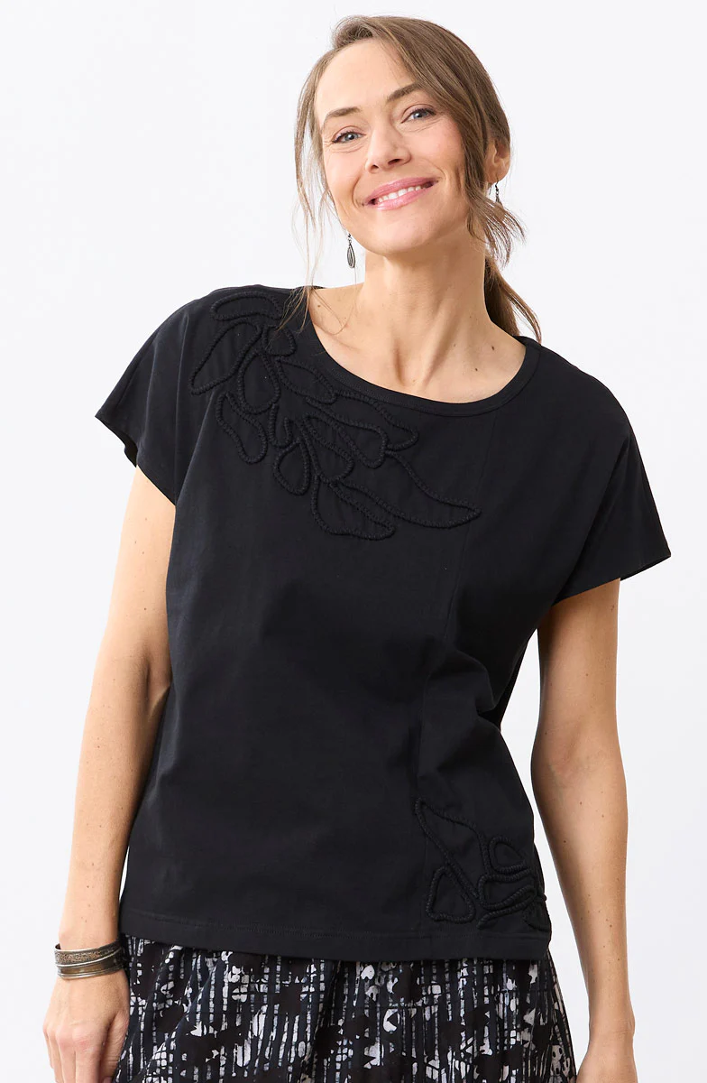 Akila Couched Knit Cap Sleeve Boxy Tee - Image 8