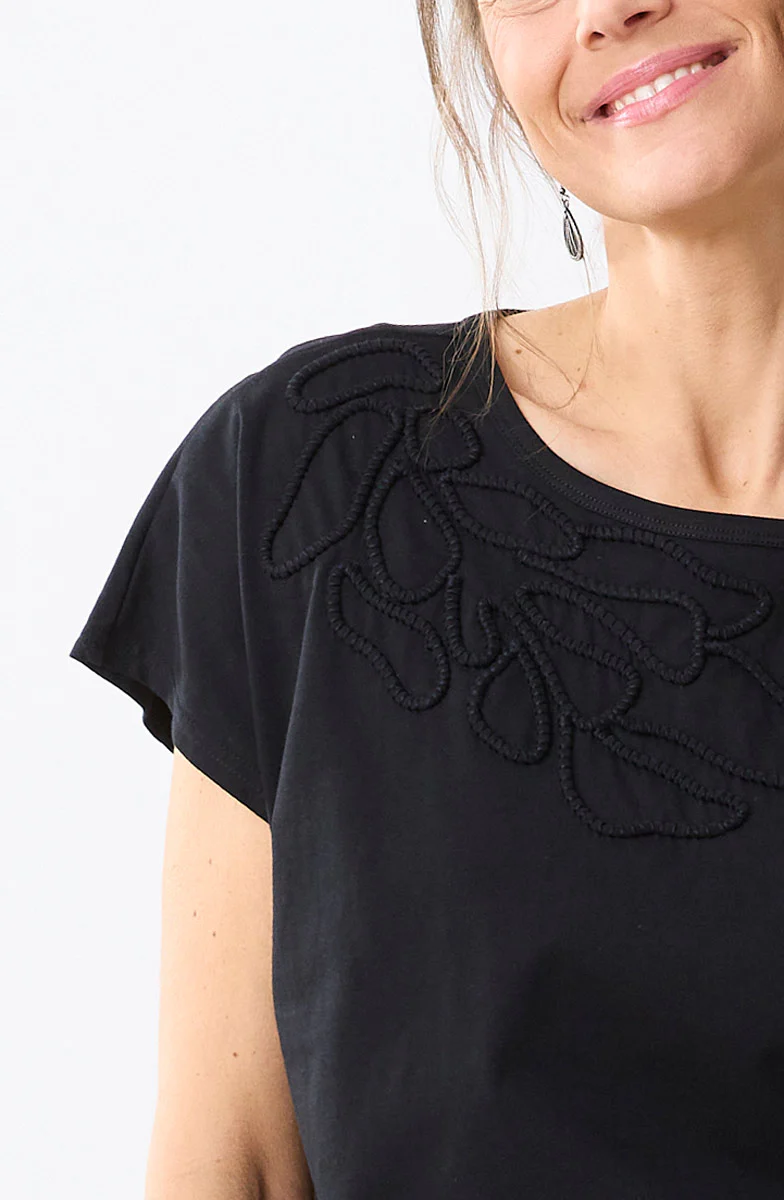 Akila Couched Knit Cap Sleeve Boxy Tee - Image 9