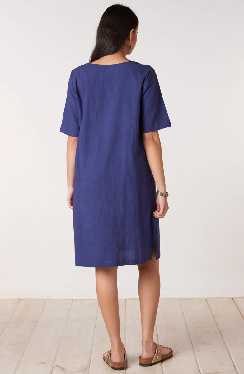 Aloka V-Neck Knee-Length Dress - Dark celestial - Image 4