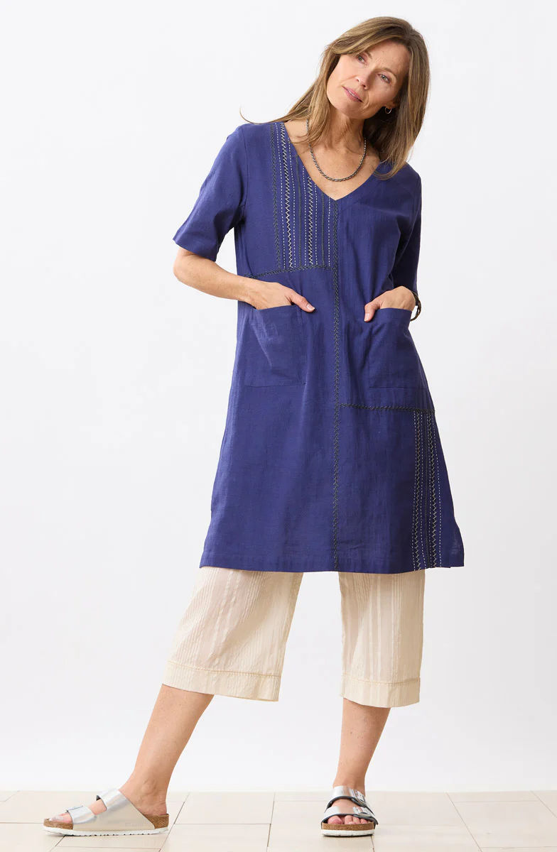 Aloka V-Neck Knee-Length Dress - Dark celestial - Image 5