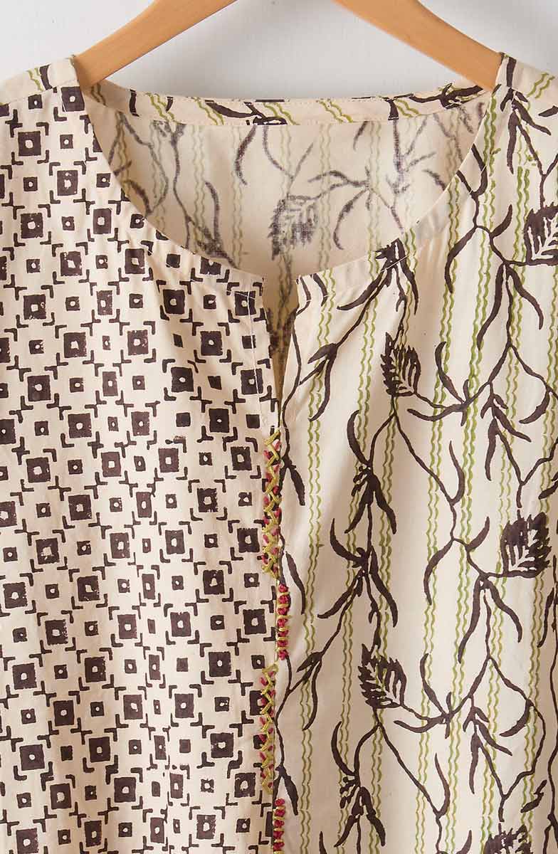 Amara Organic Cotton Boxy Top - Natural/Ebony - Image 2