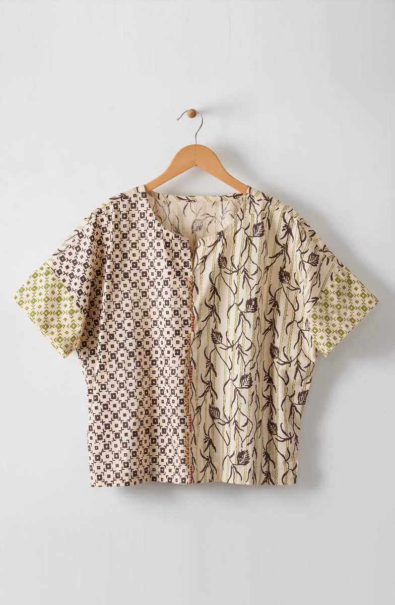 Amara Organic Cotton Boxy Top - Natural/Ebony - Image 3