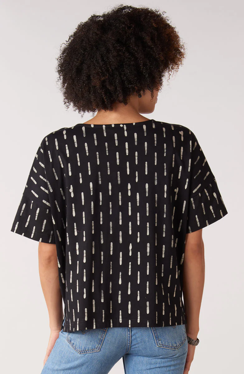 Amara Batik Knit Boxy Top - Black - Image 4