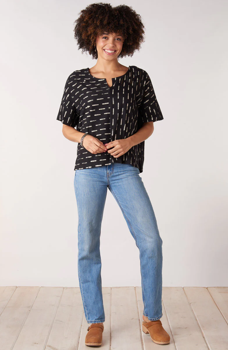 Amara Batik Knit Boxy Top - Black - Image 5