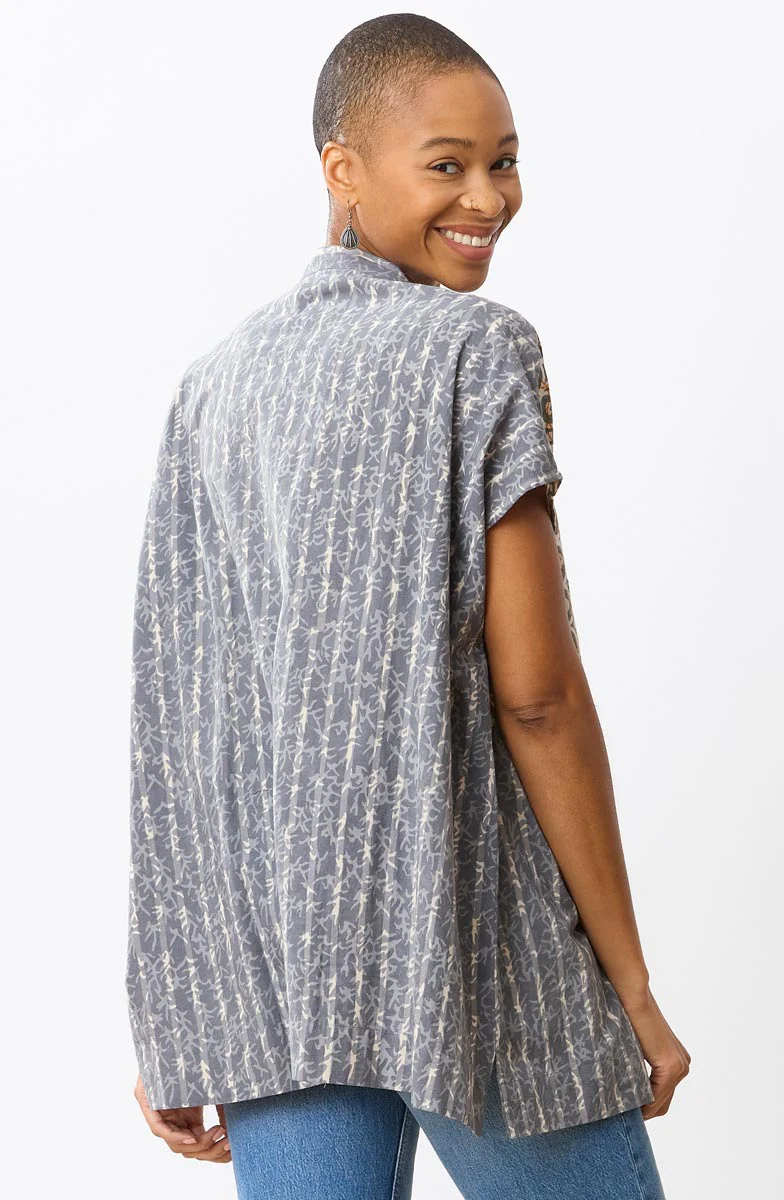 Ambala Oversize Cap-Sleeve Shirt - Storm/Multi - Image 3