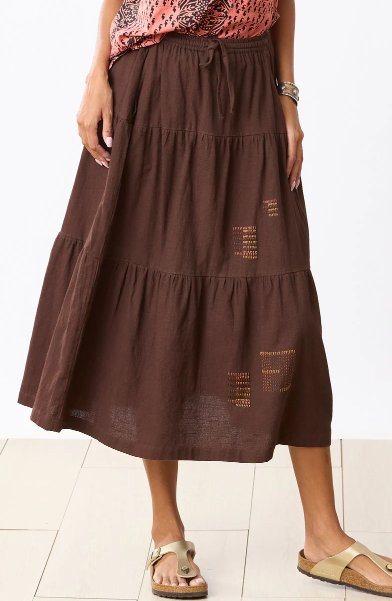 Amina Tiered Midi Skirt - Ebony - Image 3