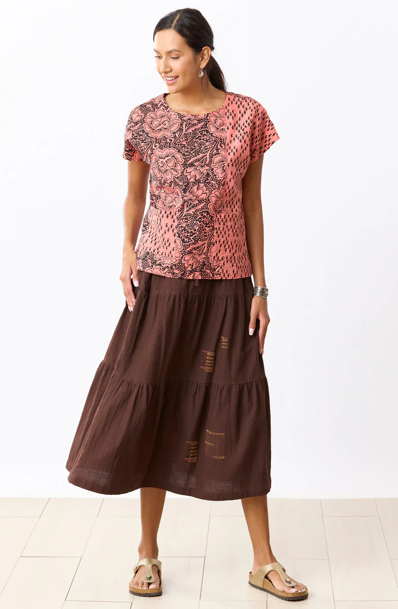 Amina Tiered Midi Skirt - Ebony - Image 4