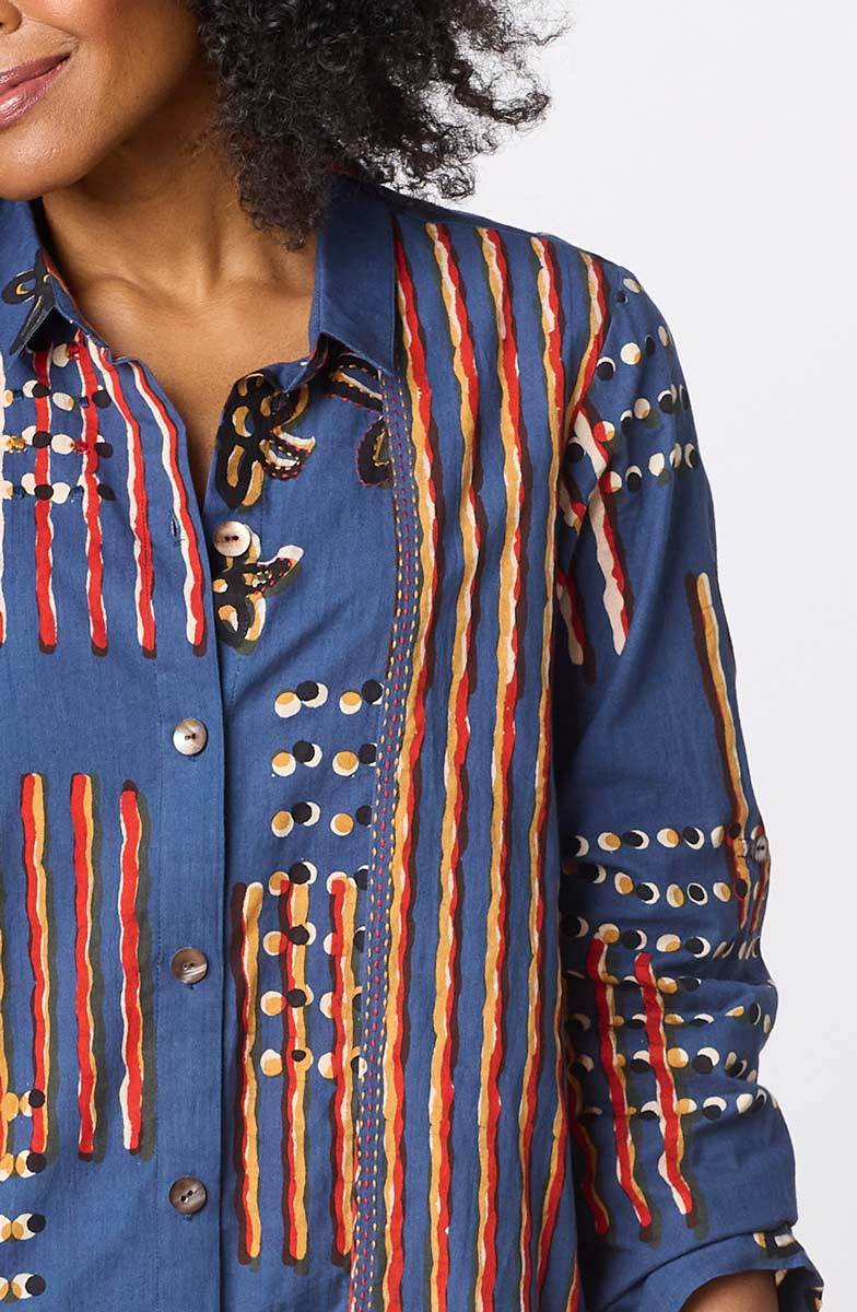 Anarya Roll-Sleeve Shirt Jacket - Cornflower/Multi - Image 3