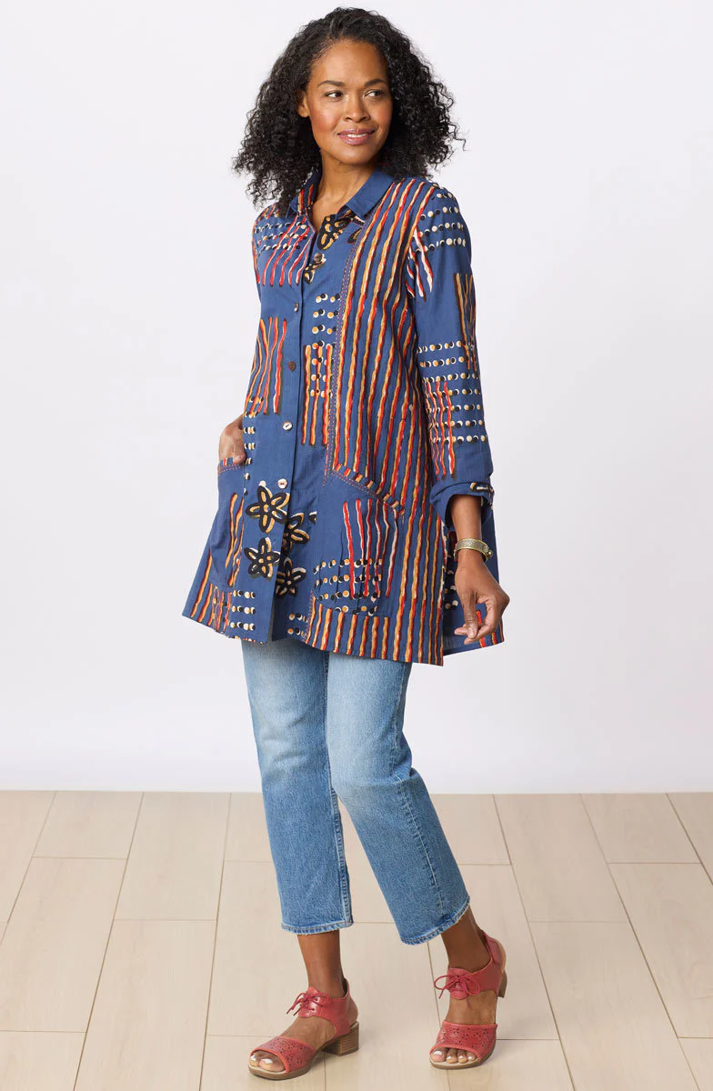 Anarya Roll-Sleeve Shirt Jacket - Cornflower/Multi - Image 4