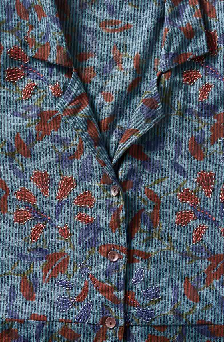 Anisha Resort Collar Fit and Flair Shirtdress - Blue/Multi - Image 2