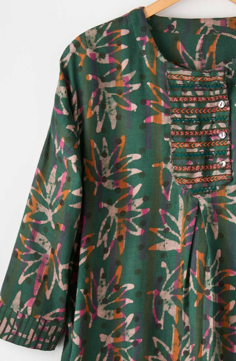 Anupa Henley Yoke Top - Forest/Multi - Image 3