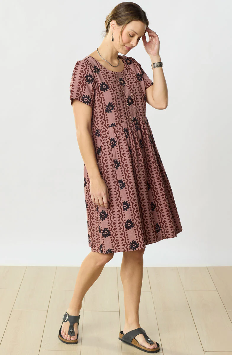 Anura Cotton Double Gauze Knee-Length Dress - Sugarplum - Image 4