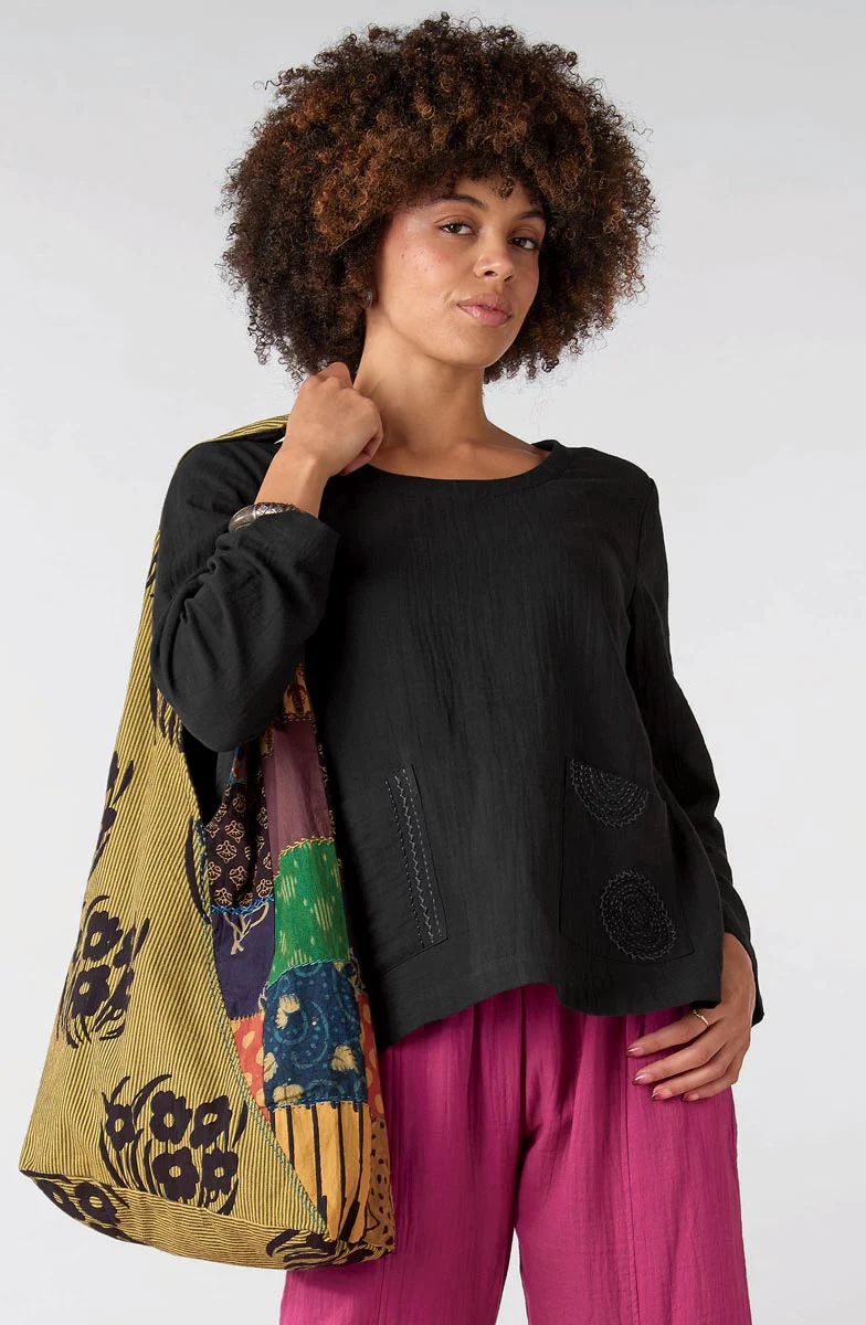 Asha Upcycled Chindi Patchwork Bag - Kiwi/Multi - Image 3
