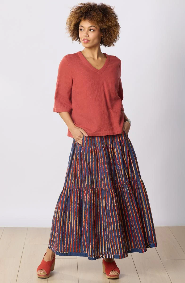 Ashiana Tiered Long Skirt - Cornflower/Multi - Image 10