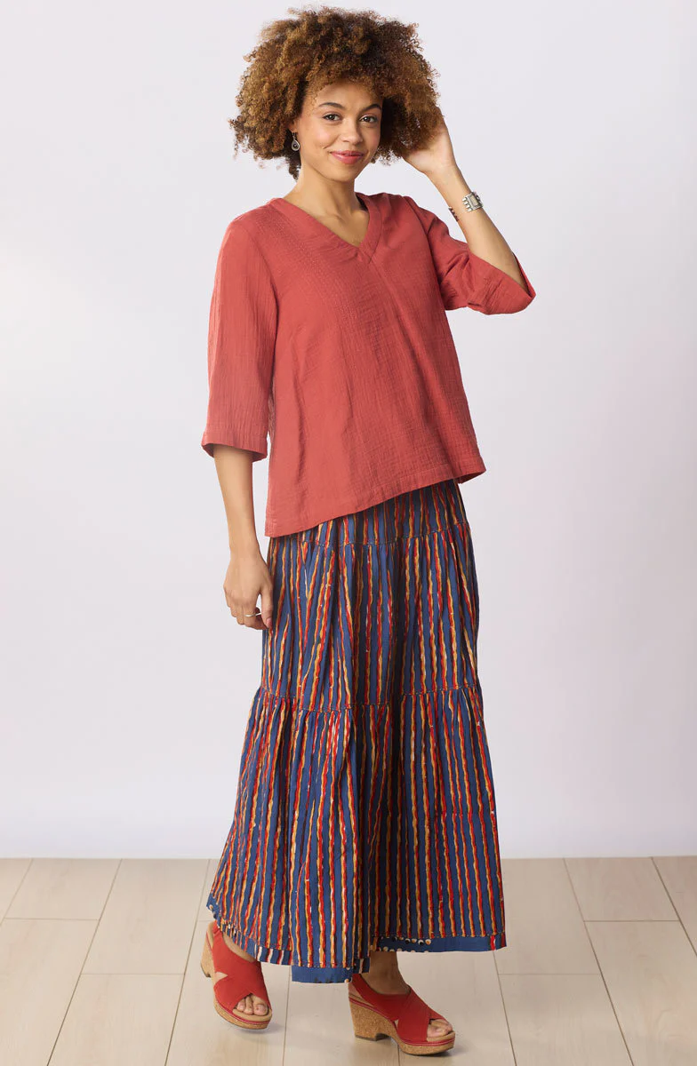 Ashiana Tiered Long Skirt - Cornflower/Multi - Image 11