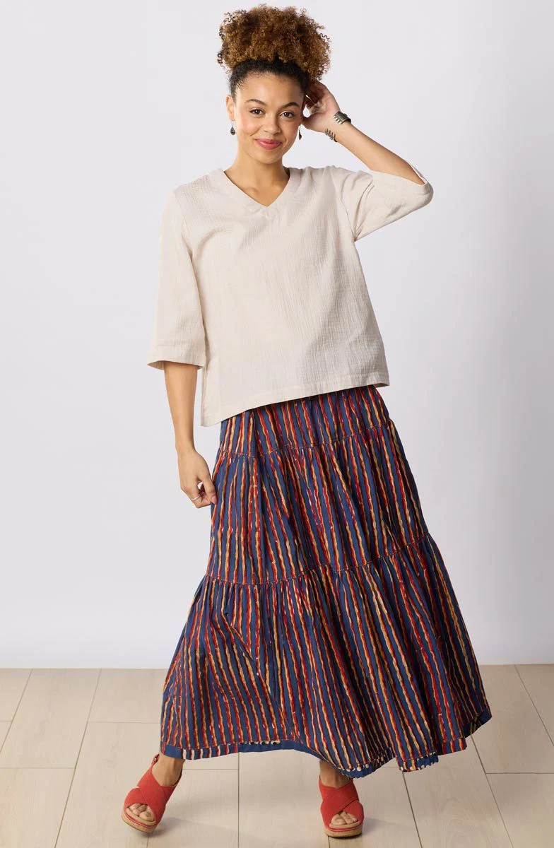 Ashiana Tiered Long Skirt - Cornflower/Multi - Image 7