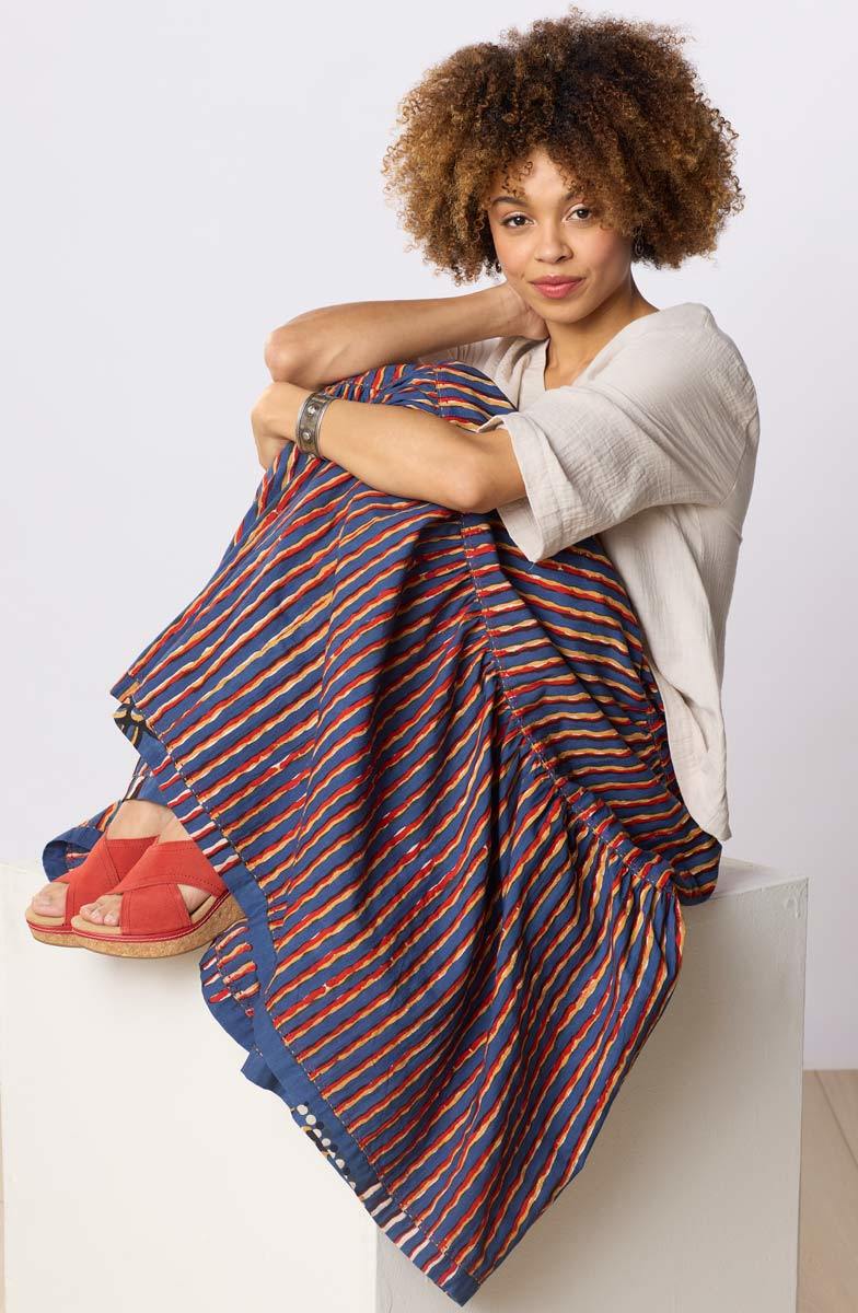 Ashiana Tiered Long Skirt - Cornflower/Multi - Image 9