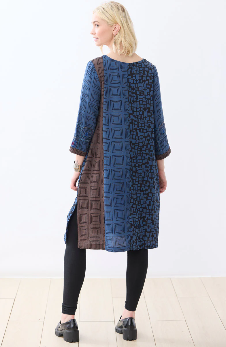 Avanti Mixed Print A-Line Kurta - Fossil/Marine - Image 5