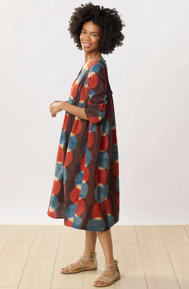 Bamini Long-Sleeve Scoop-Neck Midi Dress - Indigo/Multi - Image 5