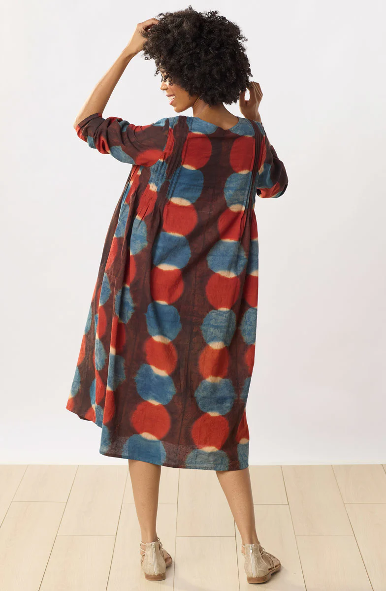 Bamini Long-Sleeve Scoop-Neck Midi Dress - Indigo/Multi - Image 6