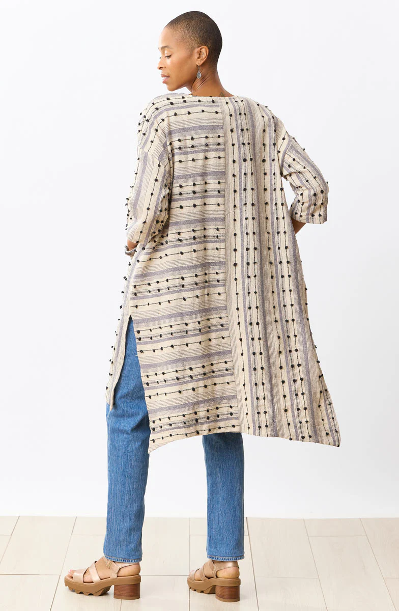 Bhadra Textured Cotton Oversized Jacket - Natural/Multi - Image 4