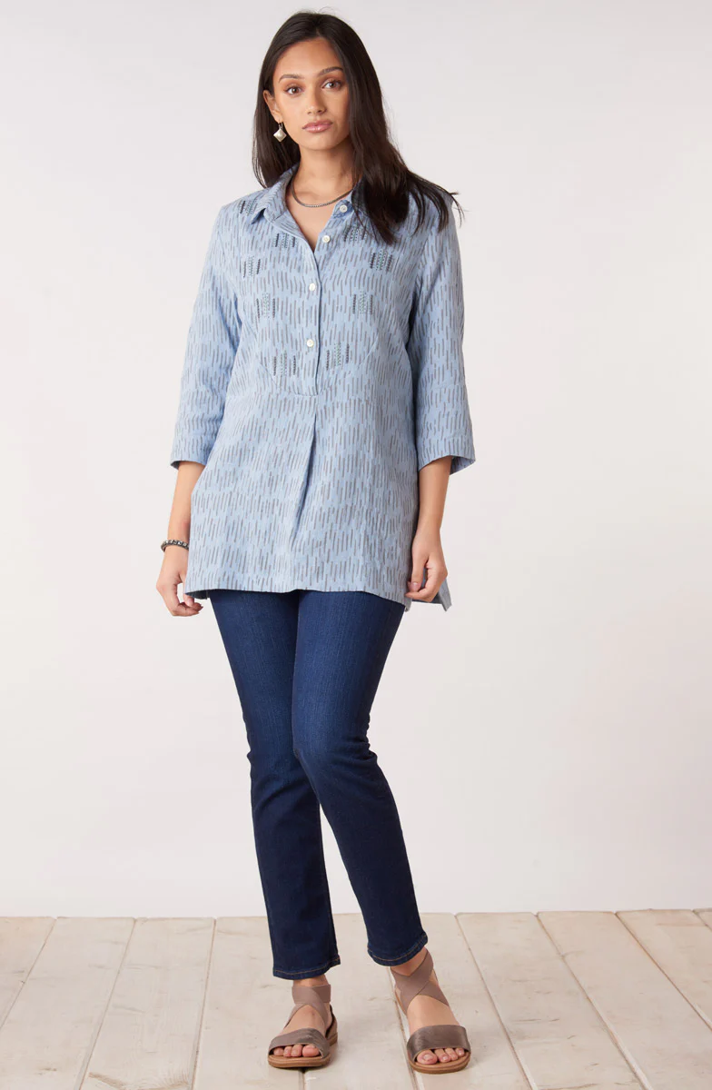 Bhavna Double Gauze 3/4-Sleeve Top - Cloud blue - Image 5