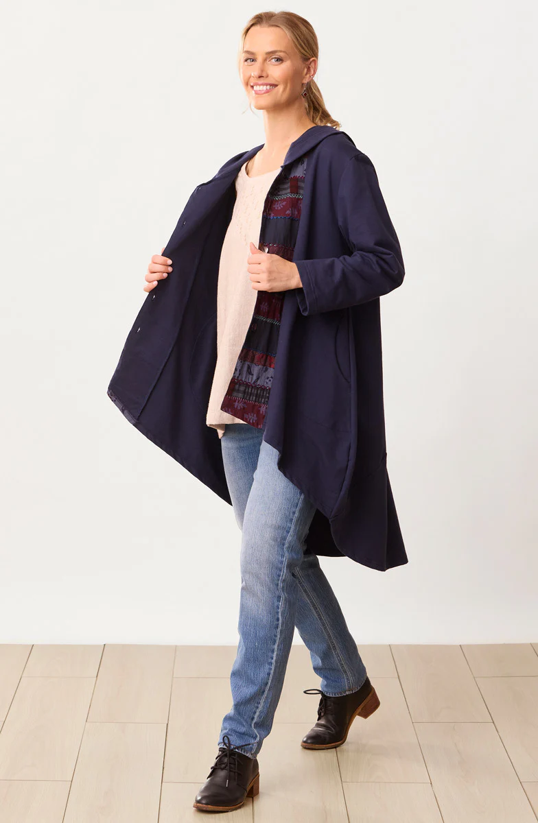 Bisma French Terry A-line Hoodie - Navy/Chindi - Image 4