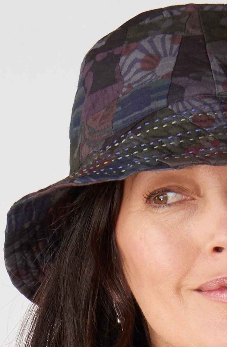 Upcycled Patchwork Bucket Hat - Chindi/Black - Image 3