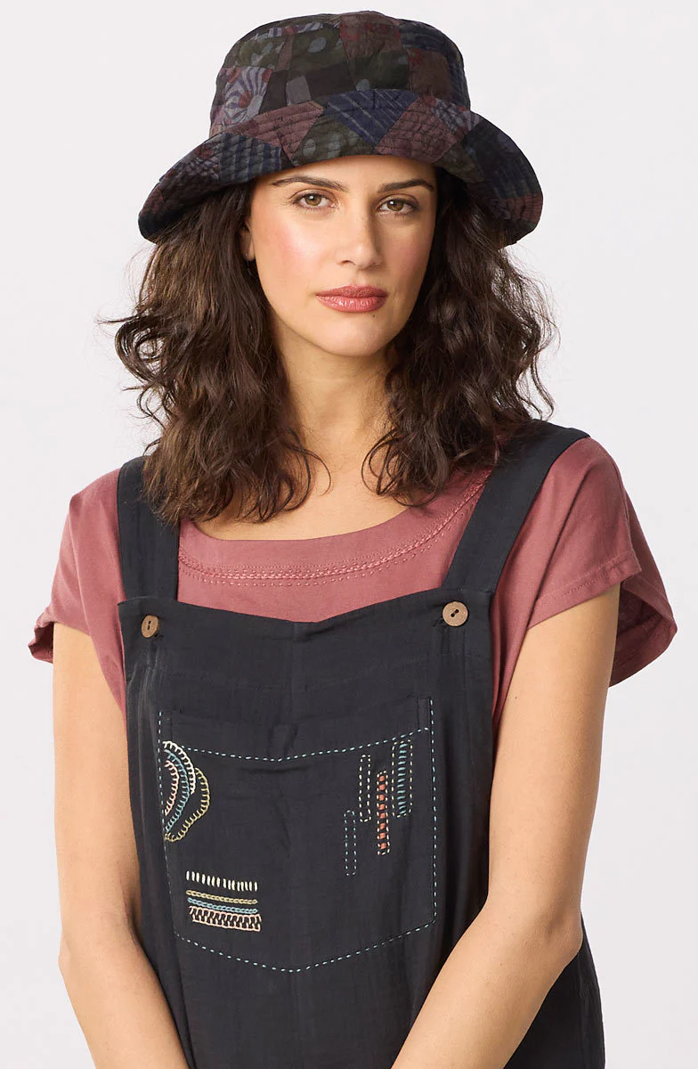 Upcycled Patchwork Bucket Hat - Chindi/Black - Image 4