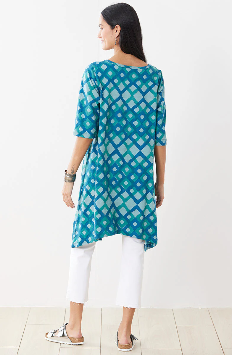 Daneen Cotton Jersey Handkerchief Hem Tunic - Algae - Image 4