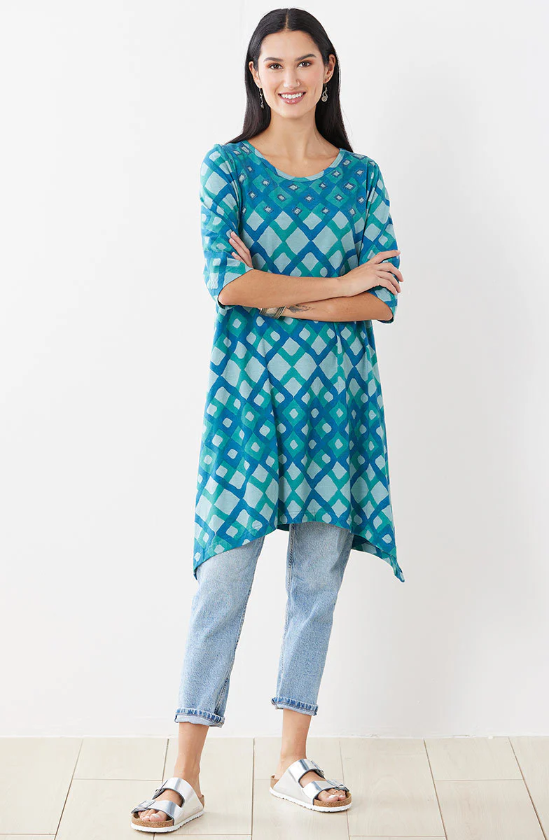 Daneen Cotton Jersey Handkerchief Hem Tunic - Algae - Image 5