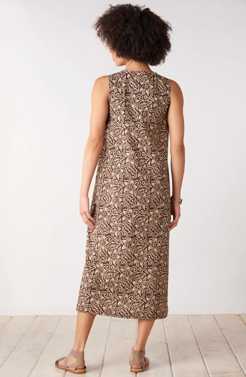 Dariya Organic Cotton Sleeveless Midi Dress - Beach/Ebony - Image 4