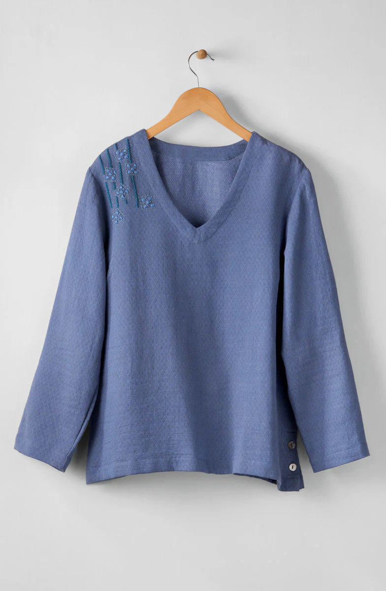 Deepa V-Neck Matelassé Top - Image 12