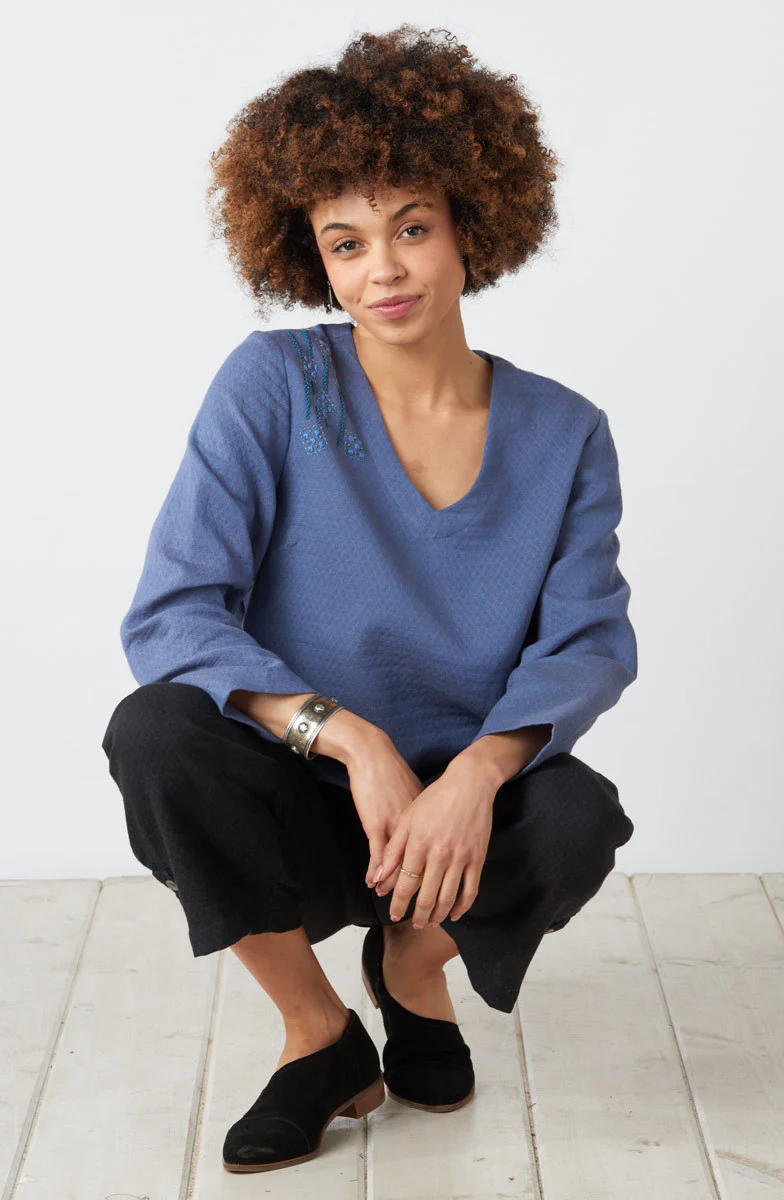 Deepa V-Neck Matelassé Top - Image 14