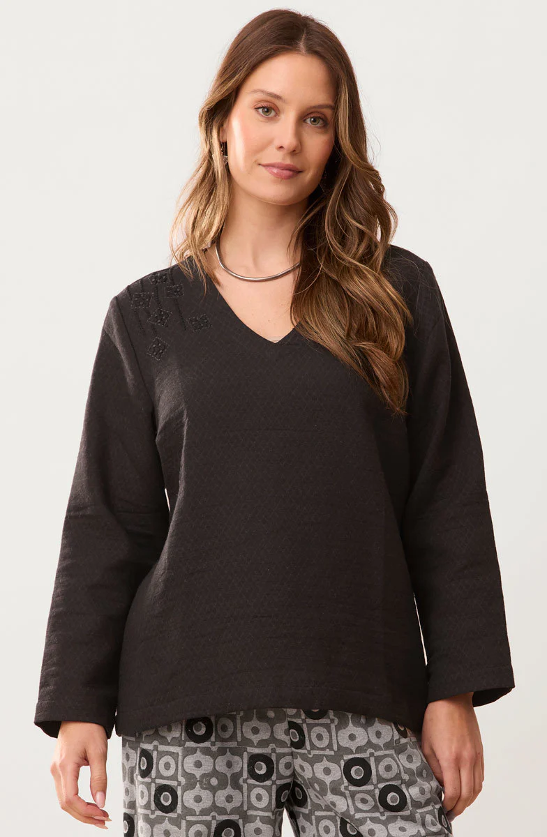 Deepa V-Neck Matelassé Top - Image 16