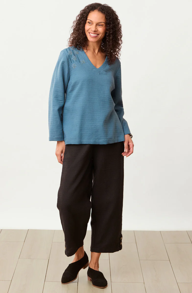 Deepa V-Neck Matelassé Top - Image 28