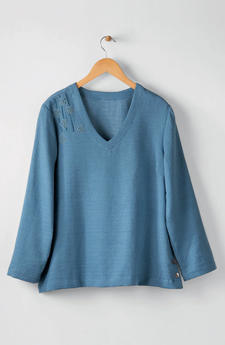 Deepa V-Neck Matelassé Top - Image 29