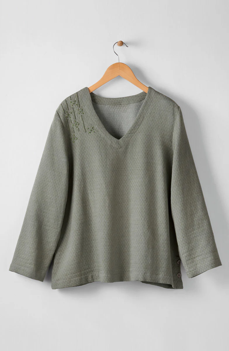 Deepa V-Neck Matelassé Top - Image 3