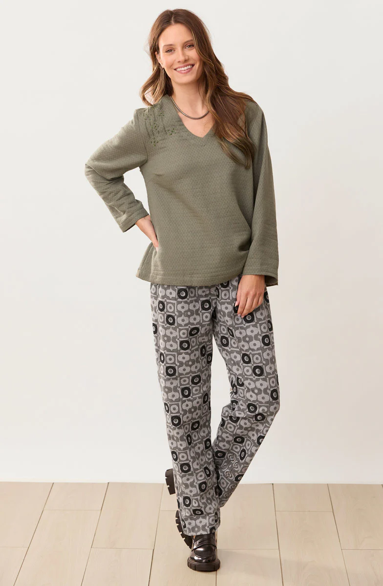 Deepa V-Neck Matelassé Top - Image 4
