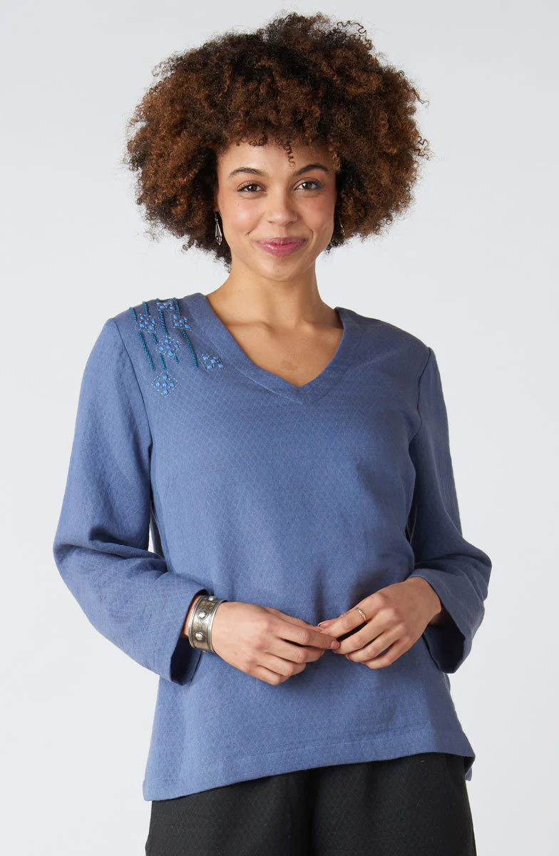 Deepa V-Neck Matelassé Top - Image 9