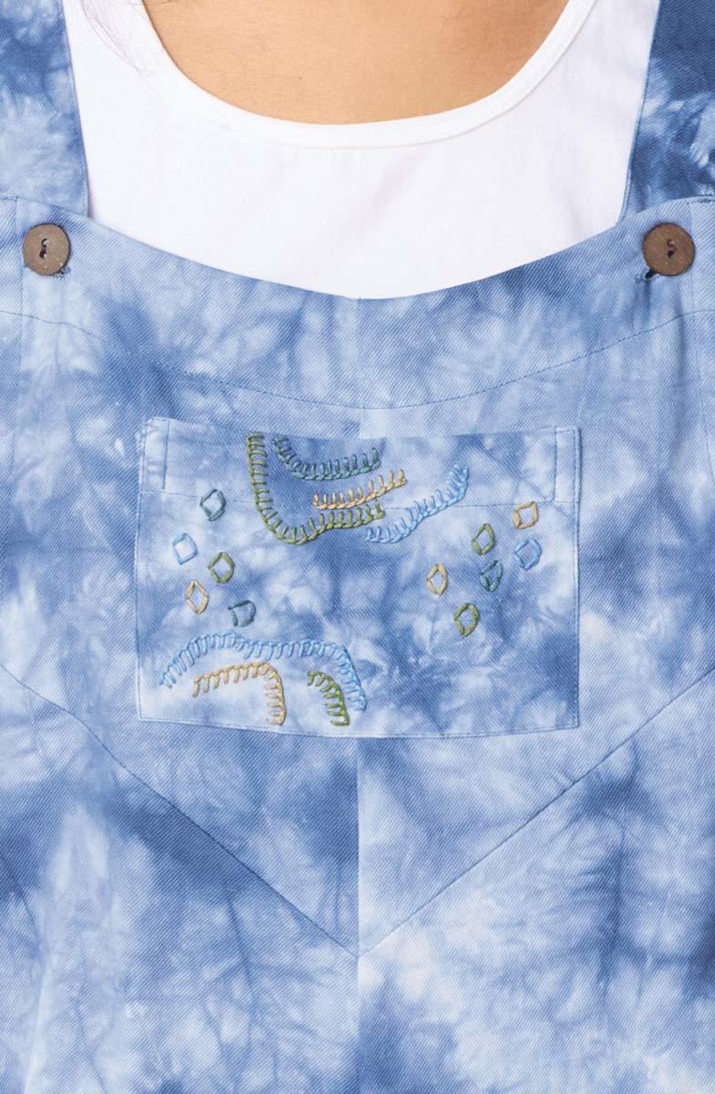 Deepti Cotton Twill Tie-Dye Cropped Overalls - Tranquil Blue - Image 3