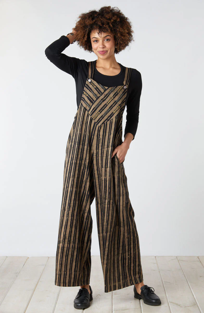 Deepti Batik Print Jersey Knit Overalls - Black/Shale - Image 4