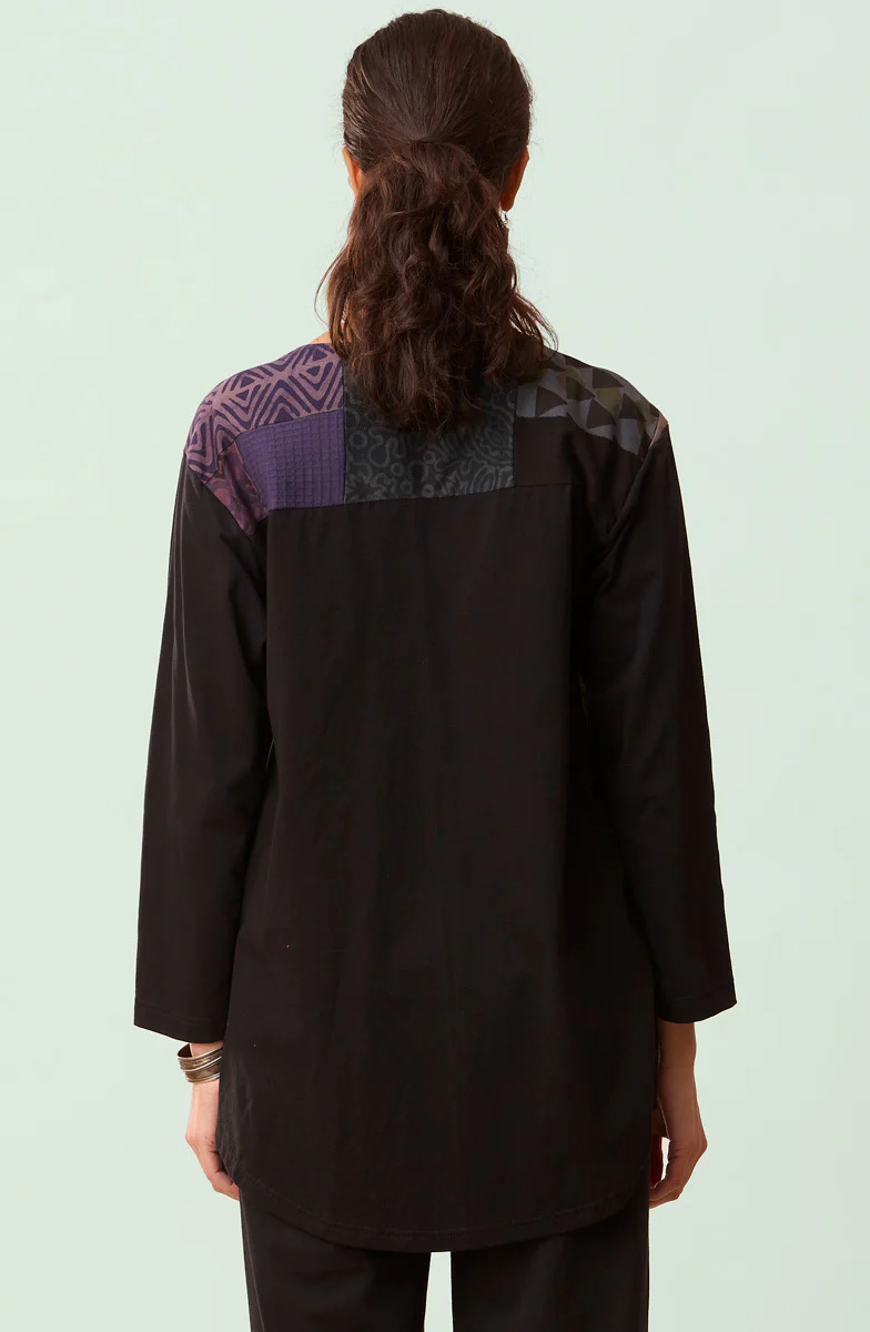 Deesha Upcycled Patchwork Knit Cardigan - Black/Multi - Image 5