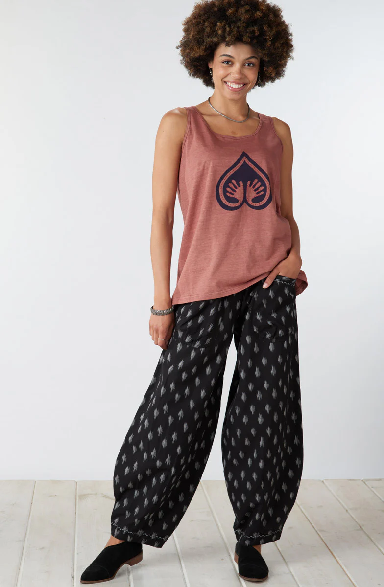 Dhulia Ikat Drawstring Lantern-Leg Pant - Black - Image 5